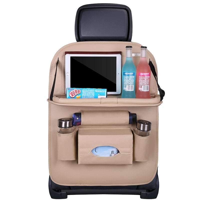 🥳2026 HOT SALE🥳💞50K+ SOLD!💥🚗Car Back Seat Leather Organizer Storage Bag with Foldable Table