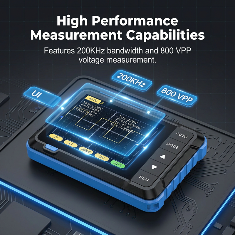 Mini Handheld Digital Oscilloscope 2.5MSa/s 200KHz Bandwidth 800VPP PWM Output Automotive Oscilloscope Multimeters Car Battery Tester