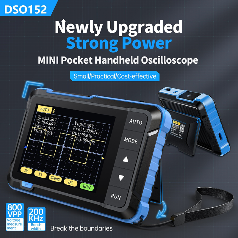 Mini Handheld Digital Oscilloscope 2.5MSa/s 200KHz Bandwidth 800VPP PWM Output Automotive Oscilloscope Multimeters Car Battery Tester
