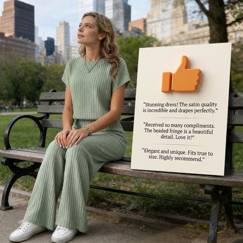 👚 50% OFF NOW! 🌿 Women's Ribbed Knit Top & Wide-Leg Pants Set – Relaxed Drop-Shoulder, Soft Stretch Fabric & Versatile Two-Piece ✨