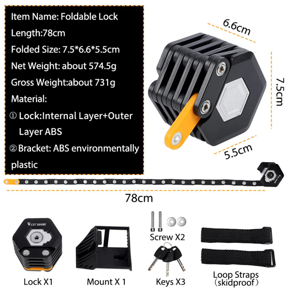 Folding Lock for Electric Bike and Mountain Bike