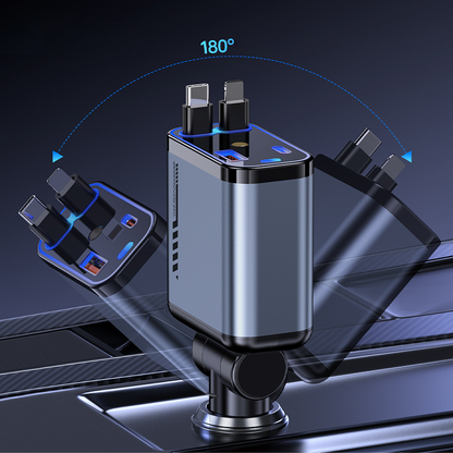 Multifunctional Fast Charging Car Charger with Retractable Cable