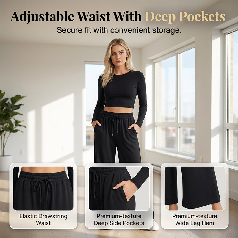 ⏰🎁Women's Square-Neck Top & Wide-Leg Pants Set