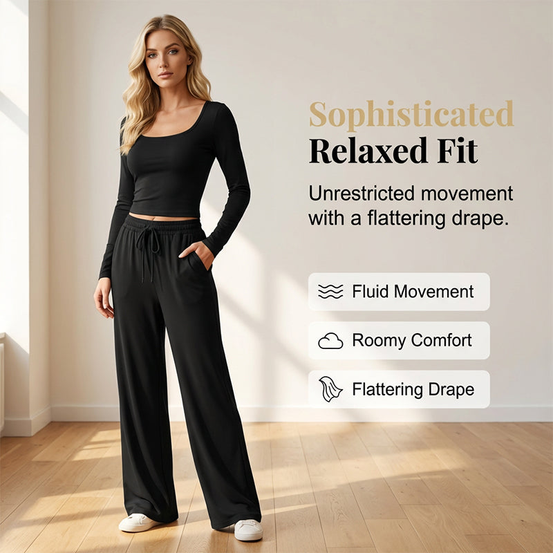 ⏰🎁Women's Square-Neck Top & Wide-Leg Pants Set