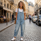✨ Easy Everyday Comfort | Women's Relaxed-Fit Denim Overalls with Deep Pockets