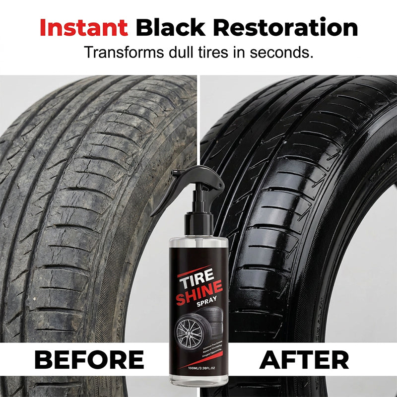 🔥Long-Lasting Wet Look Tire Shine Spray – Tyre Dressing for Car, SUV & Truck – Deep Black Shine, No Sling, Waterproof