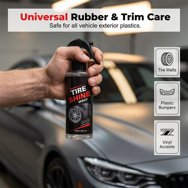 🔥Long-Lasting Wet Look Tire Shine Spray – Tyre Dressing for Car, SUV & Truck – Deep Black Shine, No Sling, Waterproof