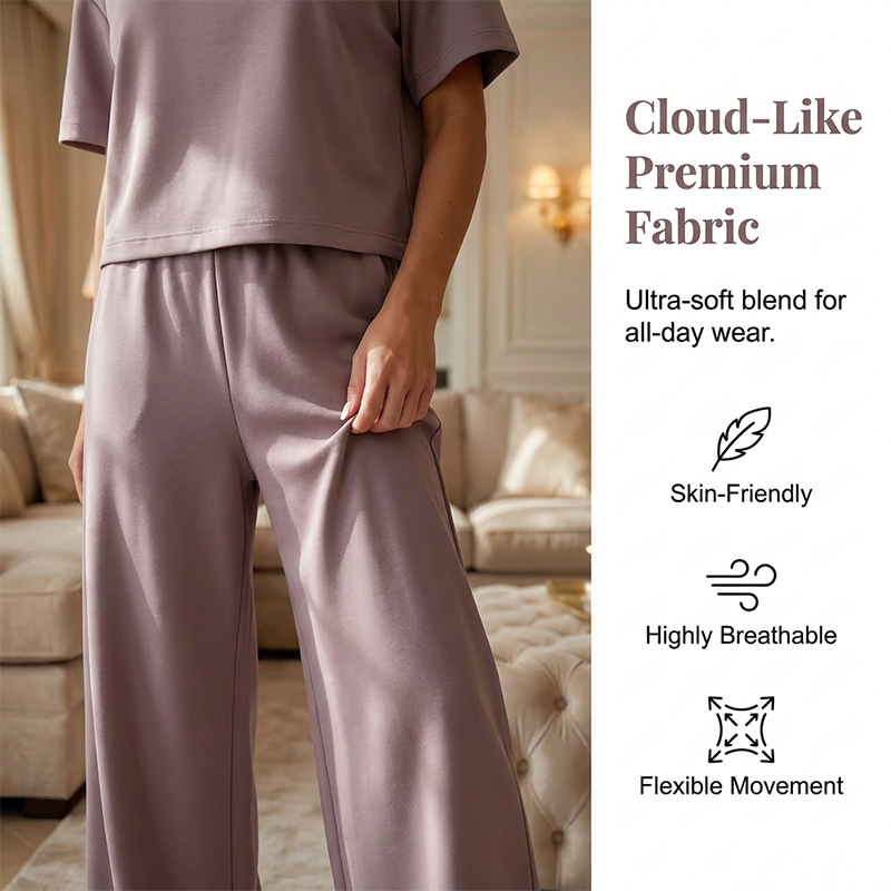 👚 LIMITED-TIME 50% OFF! ✨ Women's Top & Wide-Leg Pants Set – Soft, Breathable, Lounge Wear 🌿