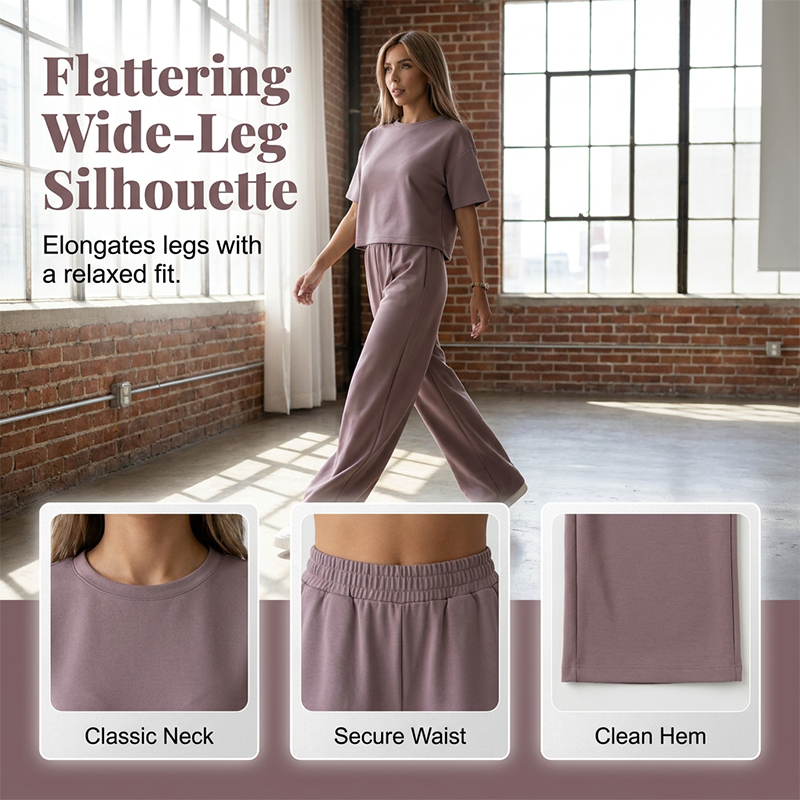 👚 LIMITED-TIME 50% OFF! ✨ Women's Top & Wide-Leg Pants Set – Soft, Breathable, Lounge Wear 🌿