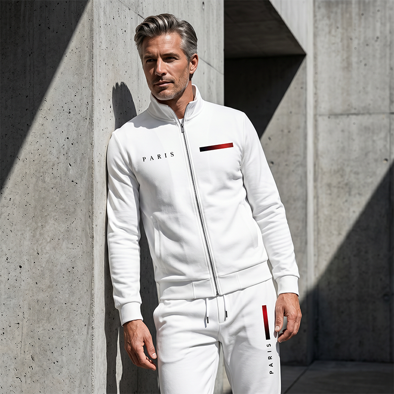 ✨ Men's Printed Zip Jacket & Pants Set – Complete, Soft, Casual 🎨