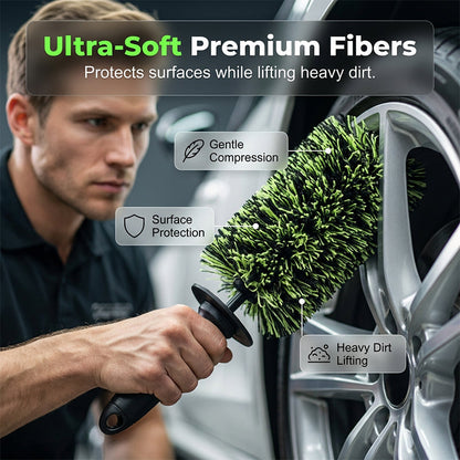 🔥2026 HOT SALE💥 50% OFF🧼Wheel Barrel Cleaning Brush – Deep Reach Microfiber for Rims, Calipers & Engine Bay – Scratch-Free Soft Bristles, Ergonomic Grip + Knuckle Guard – Includes Storage Box