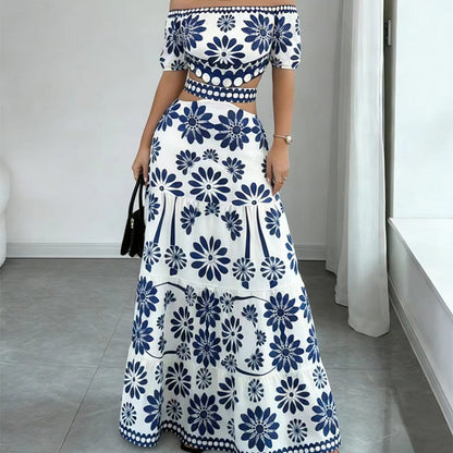 🌺 LIMITED-TIME 50% OFF! 💥 Women's Off-Shoulder Waist Cutout Daisy Printed Resort Dress – Flowy, Breezy, Tropical Chic ✨