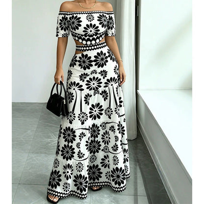 🌺 LIMITED-TIME 50% OFF! 💥 Women's Off-Shoulder Waist Cutout Daisy Printed Resort Dress – Flowy, Breezy, Tropical Chic ✨