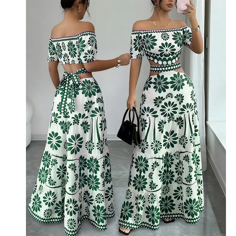 🌺 LIMITED-TIME 50% OFF! 💥 Women's Off-Shoulder Waist Cutout Daisy Printed Resort Dress – Flowy, Breezy, Tropical Chic ✨