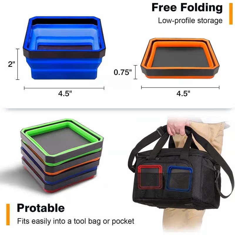 Collapsible Silicone Magnetic Parts Tray Set