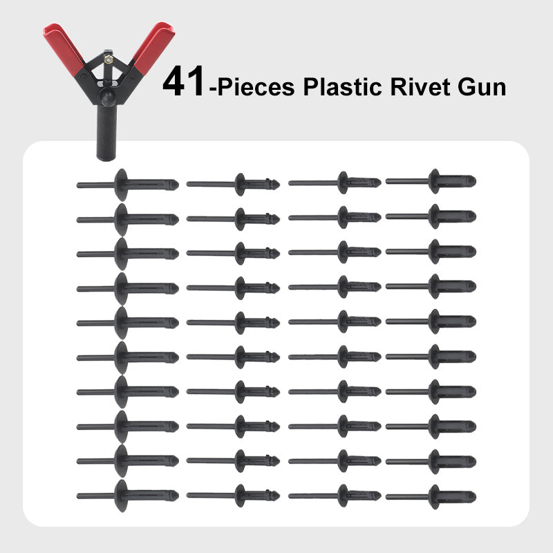 41-Pieces Plastic Rivet Gun Set - Professional Riveting Tool Kit