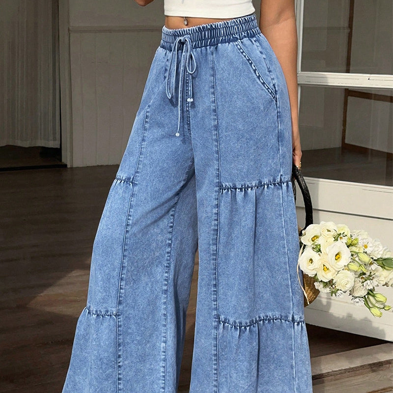 Women's High Waist Wide Leg Denim Pants