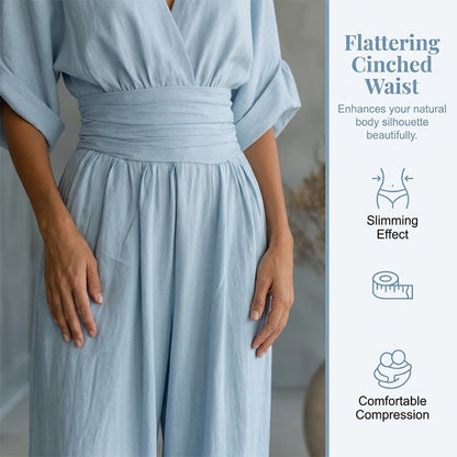 🔥Hot Sale 50% OFF🌸Women's V-Neck High Waist Wide Leg Jumpsuit
