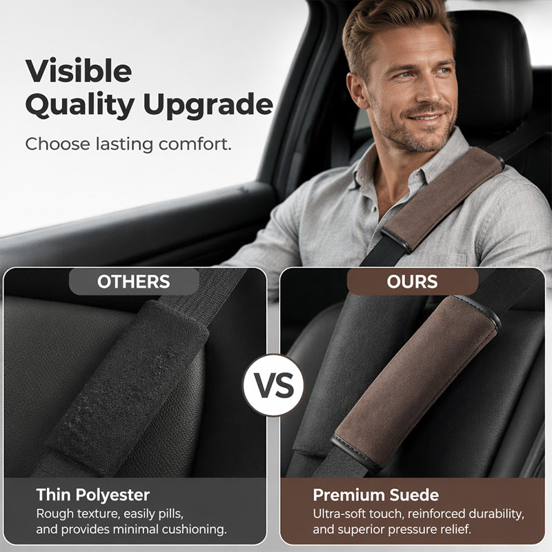 Universal Faux Suede Car Seat Belt Shoulder Cover Extended Cushion Padding