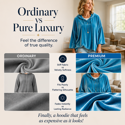 ⌛Limited-Time Offer-Women's Loose-Fit Velvet Drawstring Pullover Sweatshirt