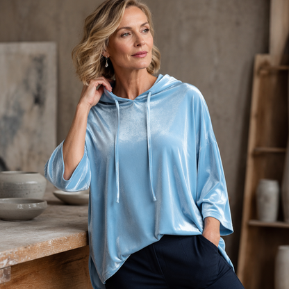 ⌛Limited-Time Offer-Women's Loose-Fit Velvet Drawstring Pullover Sweatshirt