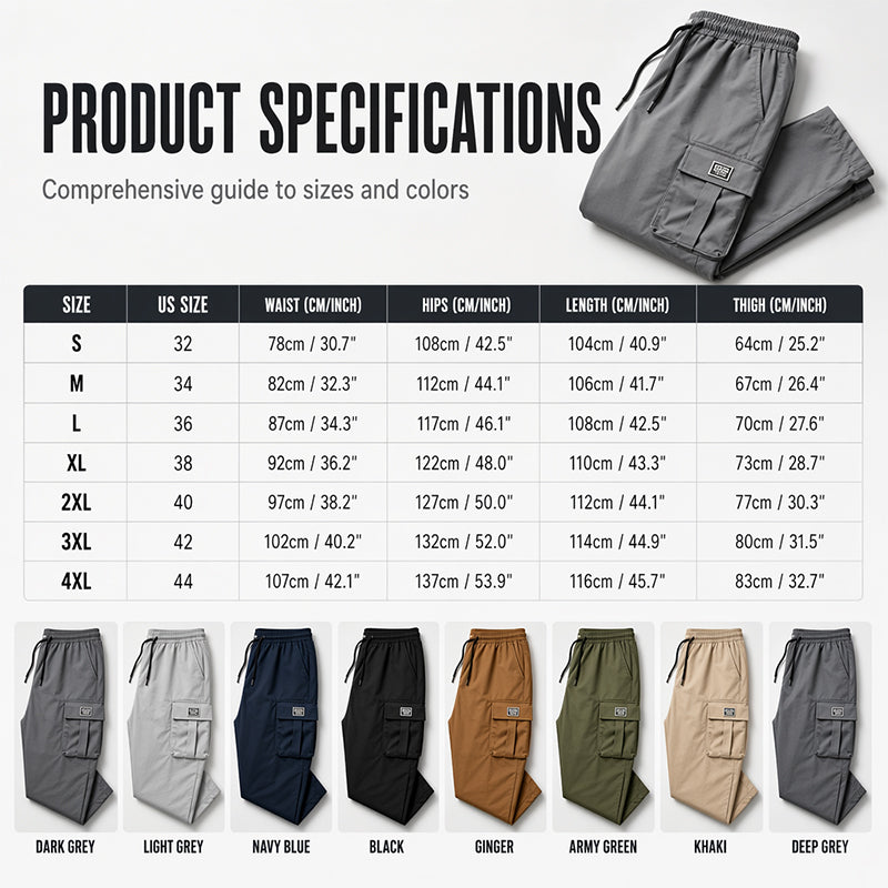 ☁️ All-Day Comfort | Men's Relaxed-Fit Cargo Trousers with Multiple Pockets