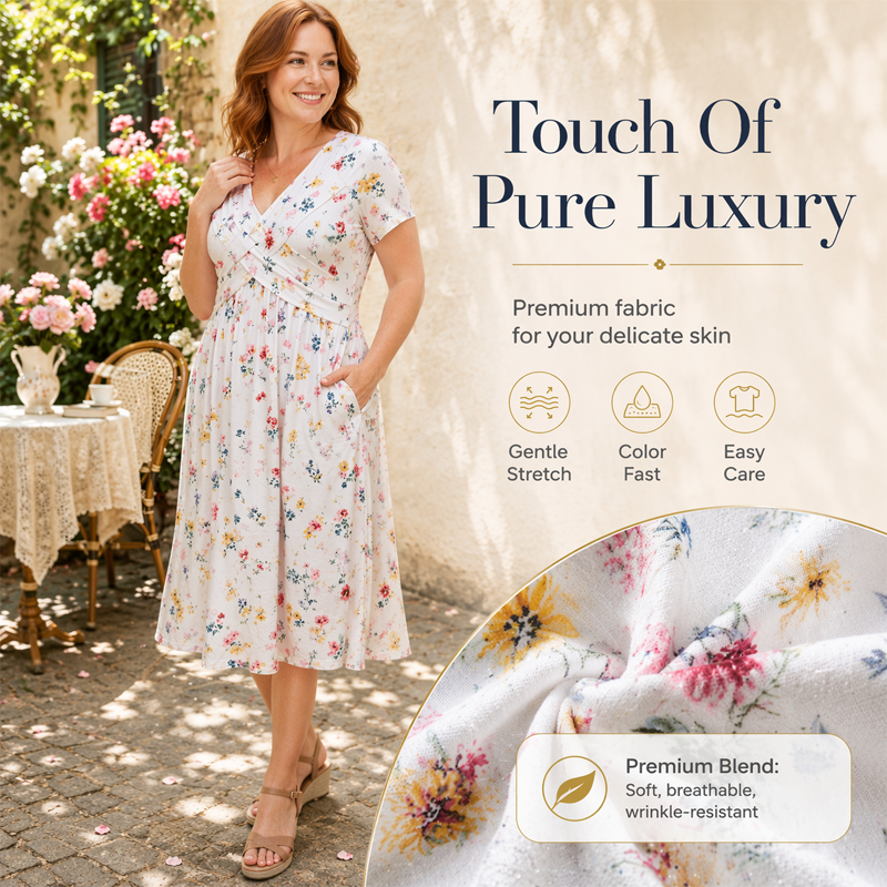 apploin Special Offer Women's V-Neck Floral Print Dress with Twist Waist