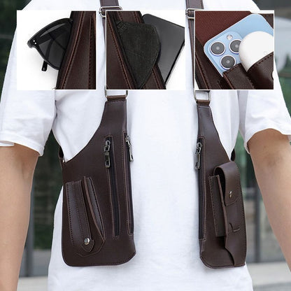🎒🛡️ 50% OFF! Men's Anti-Theft Multi-Pocket Double-Shoulder Tactical Bag – Waterproof PU, Ergonomic