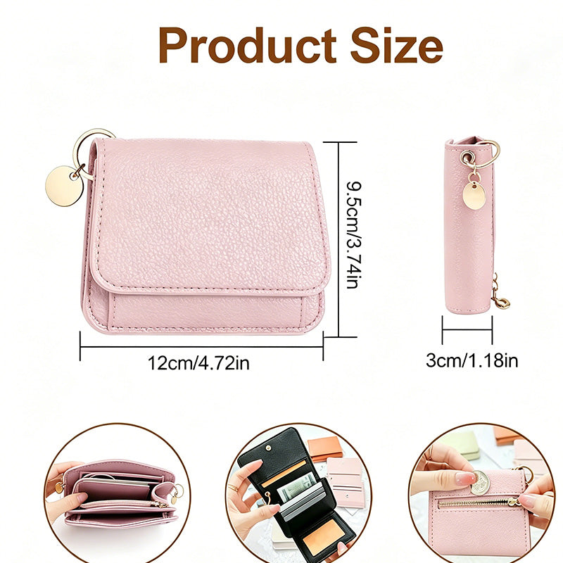 💖Hot 50% OFF💕RFID Short Wallets for Women –Fashionable Card Holder with Key Ring & Coin Purse