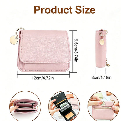 💖Hot 50% OFF💕RFID Short Wallets for Women –Fashionable Card Holder with Key Ring & Coin Purse