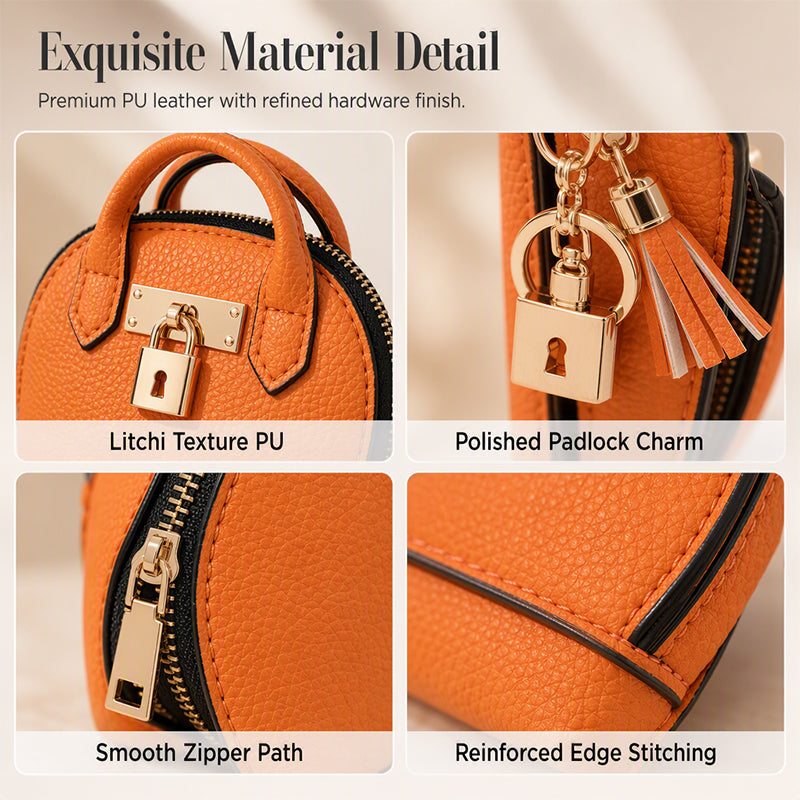 👜💛 LIMITED TIME 50% OFF! 🔑Mini Shell Bag Keychain – PU Leather Lipstick Coin Purse with Golden Padlock & Tassel