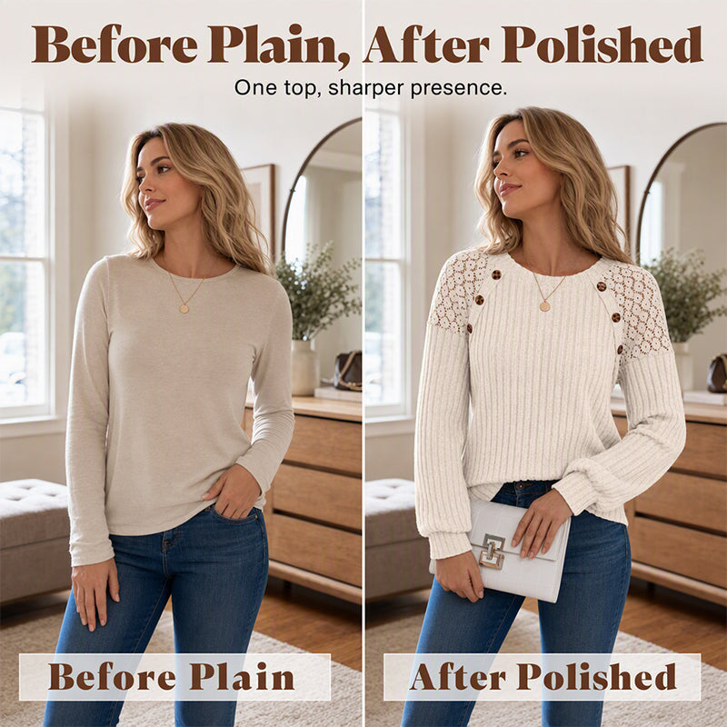 🔥 New Arrival Hot Pick ✨ Women's Ribbed Knit Long Sleeve Top – Flattering Fit & Everyday Comfort 🤍