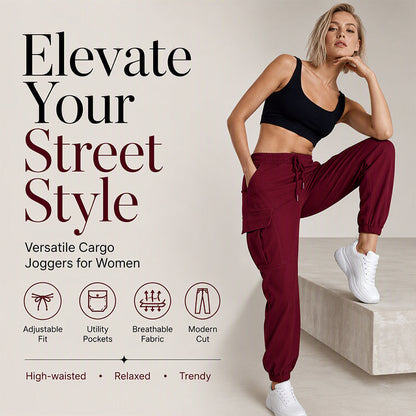 👖 Utility Comfort | Women's Drawstring-Waist Relaxed Cargo Pants