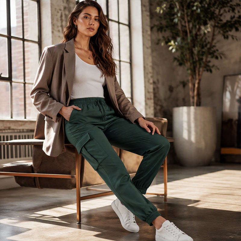 👖 Utility Comfort | Women's Drawstring-Waist Relaxed Cargo Pants