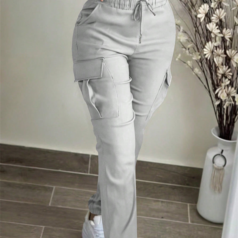 👖 Utility Comfort | Women's Drawstring-Waist Relaxed Cargo Pants