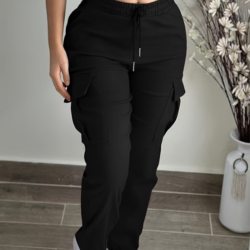 👖 Utility Comfort | Women's Drawstring-Waist Relaxed Cargo Pants