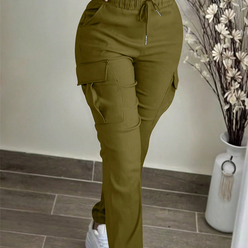 👖 Utility Comfort | Women's Drawstring-Waist Relaxed Cargo Pants