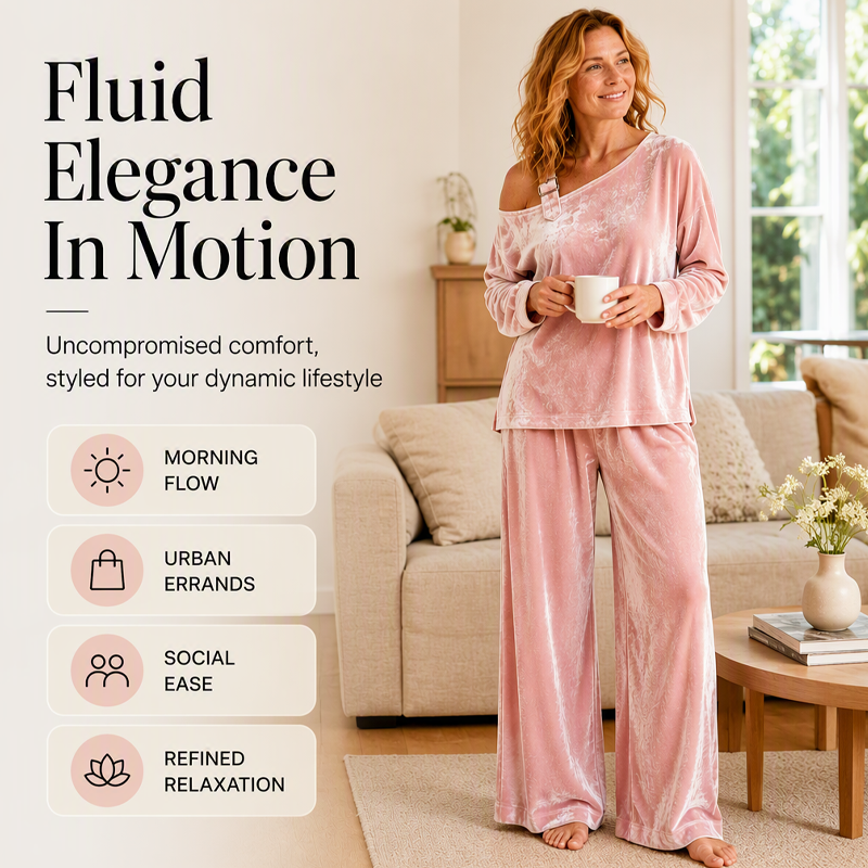✨ Effortless Everyday Style | Women's Off-Shoulder Top & Wide-Leg Trousers Set