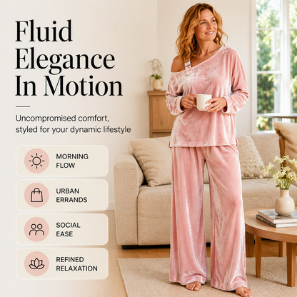 ✨ Effortless Everyday Style | Women's Off-Shoulder Top & Wide-Leg Trousers Set