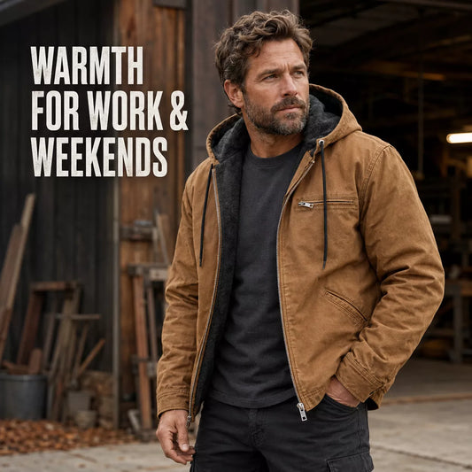 ⏳📢Men’s Plush-Lined Hooded Work Jacket