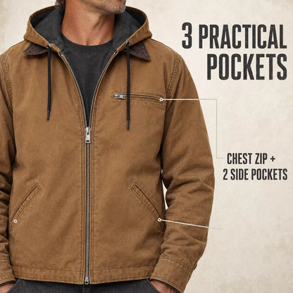 ⏳📢Men’s Plush-Lined Hooded Work Jacket