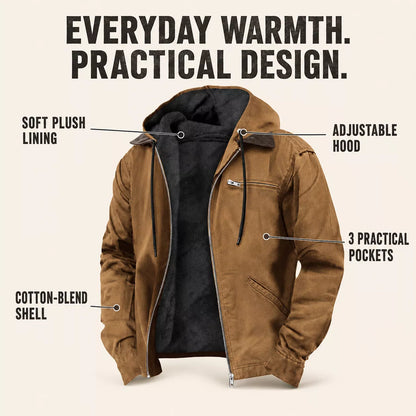 ⏳📢Men’s Plush-Lined Hooded Work Jacket