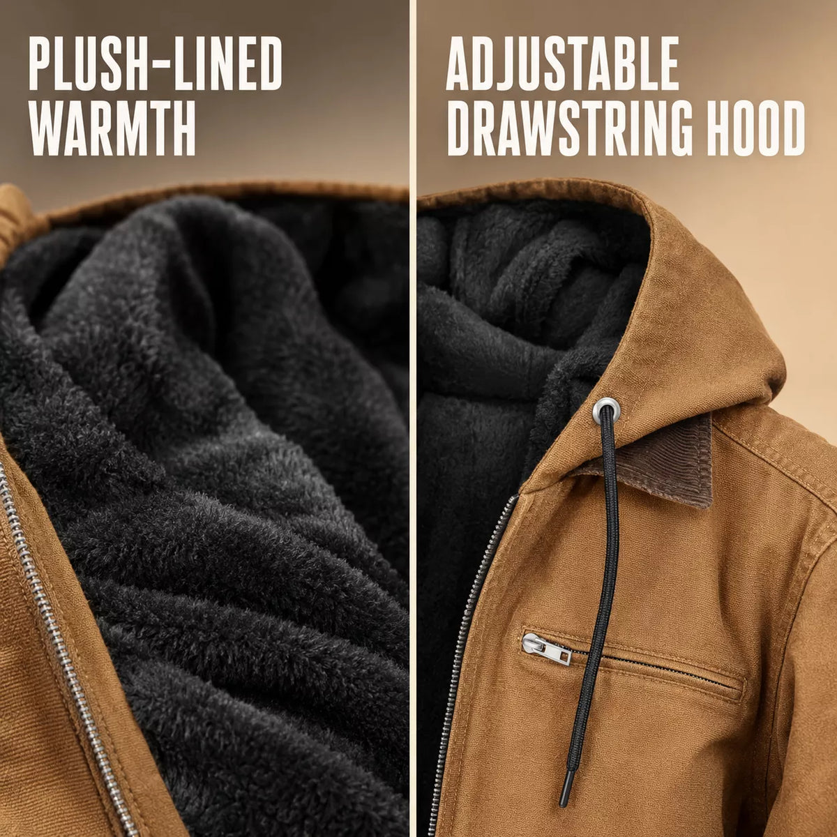 ⏳📢Men’s Plush-Lined Hooded Work Jacket