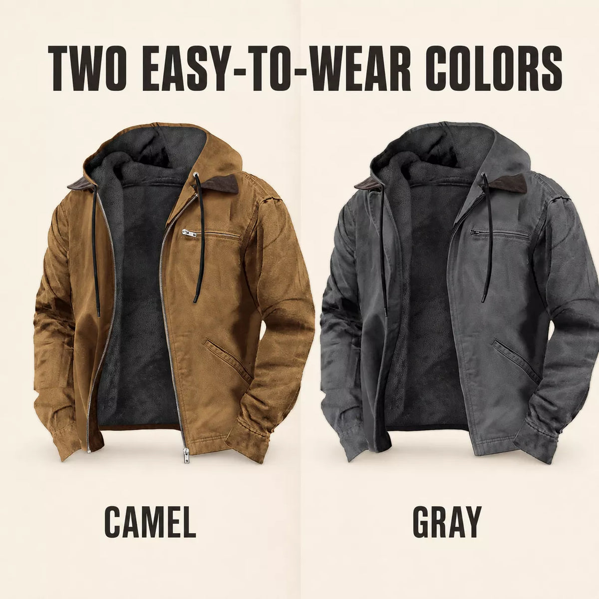 ⏳📢Men’s Plush-Lined Hooded Work Jacket