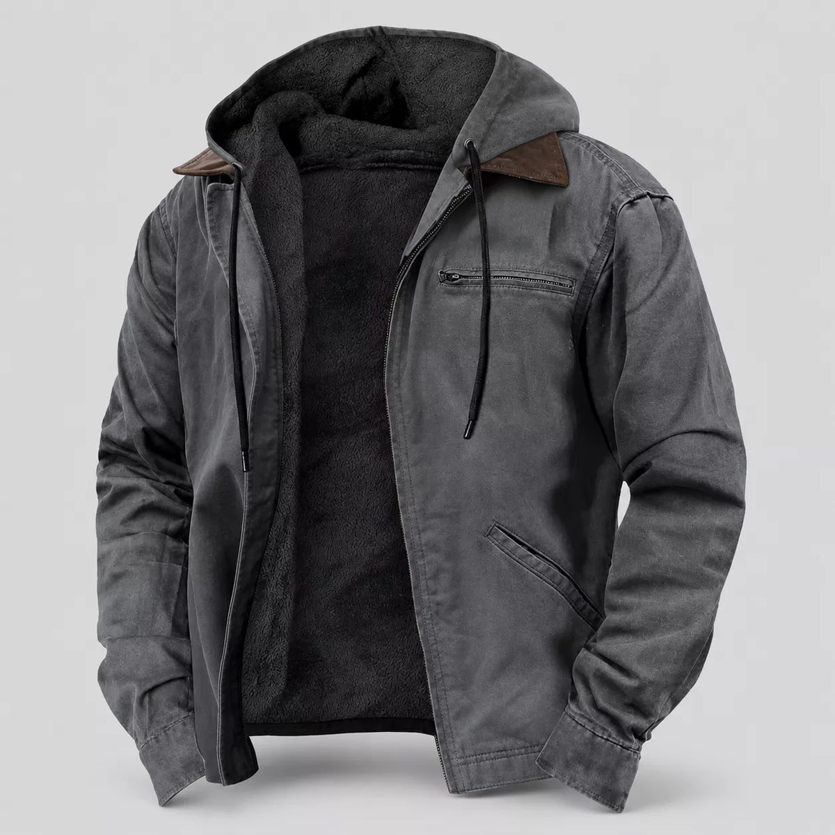 ⏳📢Men’s Plush-Lined Hooded Work Jacket