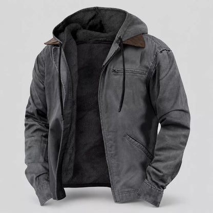 ⏳📢Men’s Plush-Lined Hooded Work Jacket
