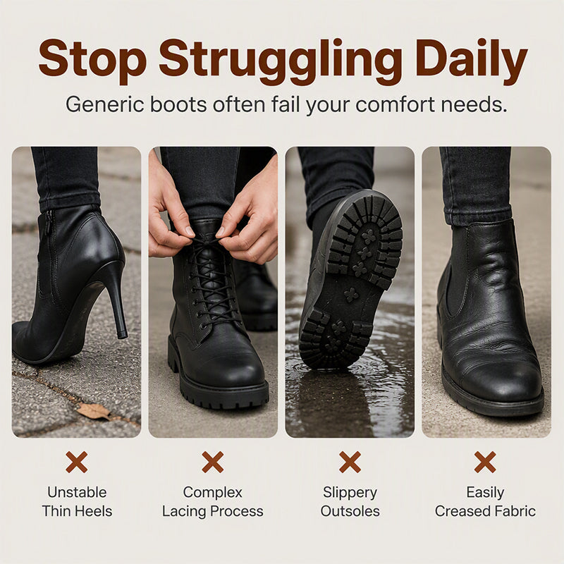 👢 Stable Steps, Easy Zip | Women's Round-Toe Chunky-Heel Martin Boots