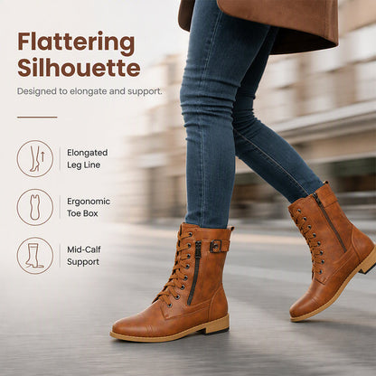 👢 Stable Steps, Easy Zip | Women's Round-Toe Chunky-Heel Martin Boots
