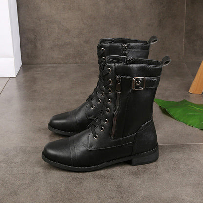 👢 Stable Steps, Easy Zip | Women's Round-Toe Chunky-Heel Martin Boots