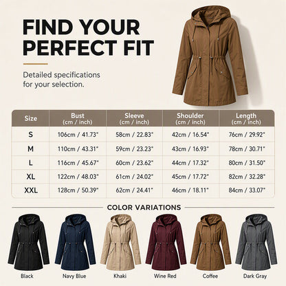 🌧️ Rain-Ready Comfort | Women's Water-Resistant Hooded Drawstring Jacket